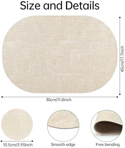 Faux Leather Placemats Set of 4 with Matching Coasters, Heat Resistant