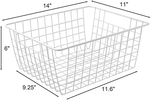 14" Upright Freezer Storage Baskets, White, Set of 4