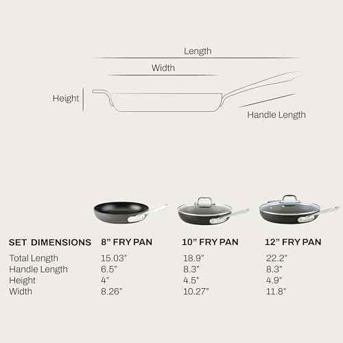 All-Clad HA1 Hard Anodized Nonstick Fry Pan Set – 5-Piece Cookware, 8", 10", 12" Skillets with Lid, Induction Compatible, Oven Safe to 500°F, Lid Safe to 350°F, Black