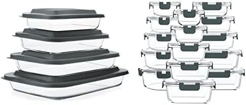 MCIRCO 8-Piece Glass Baking Dish Set with Lids