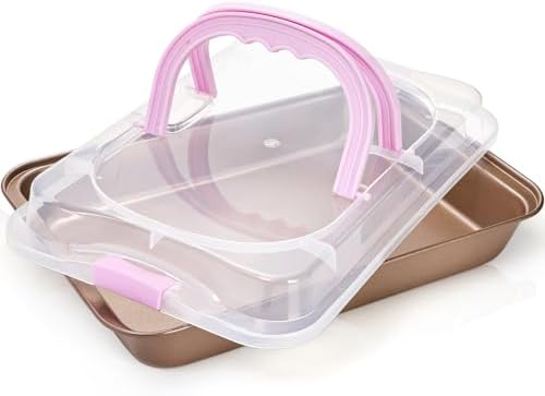 ZOOFOX Cake Pan with Lid, Non-Stick Baking Sheet for Oven, 9" x 13"
