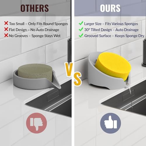 NiHome Silicone Sponge Holder for Kitchen Sink, Fits Scrub Daddy Mommy