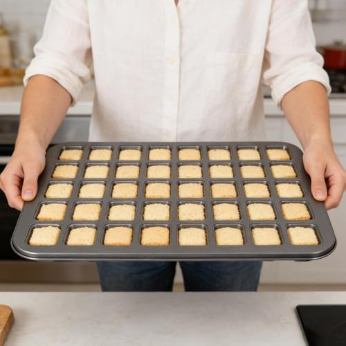 2 Pack 48 Cavity Mini Square Muffin Pan - Non-Stick Carbon Steel