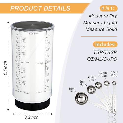 6 Pcs Adjustable Push up Measuring Cup Set 1 Measure Cup 5 Measure