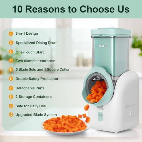 Electric Cheese Grater, 6 Interchangeable Blades