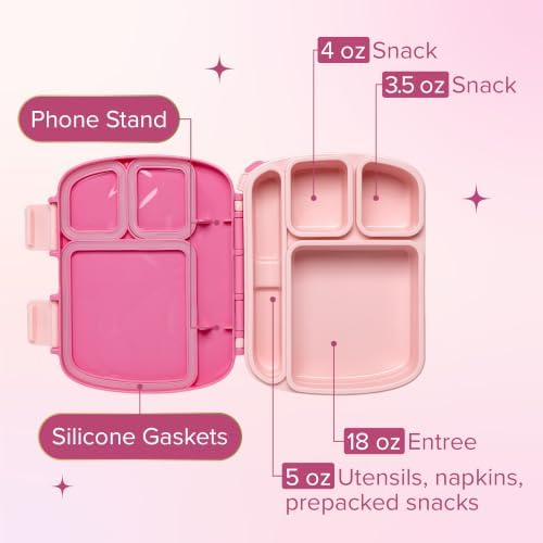 Paris Hilton Bento Style Lunch Box Set, 4-Compartment Stackable Lunch