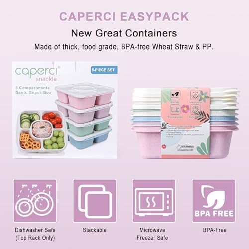 Caperci 5-Pack Lunchable Container Set for Kids & Adults