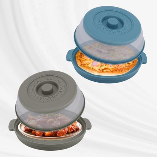 2 Sets Microwave Splatter Plate Cover for food with Base Mat