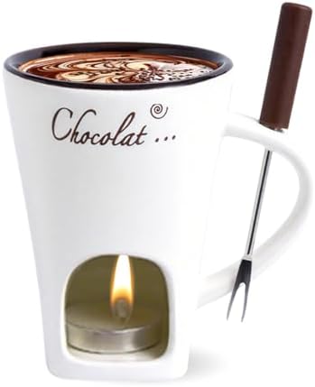 AMZWISH Mini Sweet Fondue Cup, Ceramic Coffee Warmer Mug, Portable