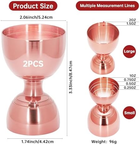 2Pcs Premium Bell Jigger for Bartending, Cocktail Jigger 2 OZ 1 OZ