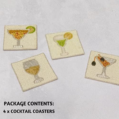 Folkulture Coasters Set of 4 for Drink, Coffee Bar Accessories, Table