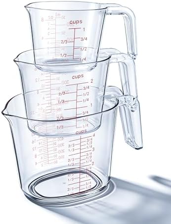 BINGBING- Measuring Cups Set of 3, Plastic, Nesting Design, Pour Spout