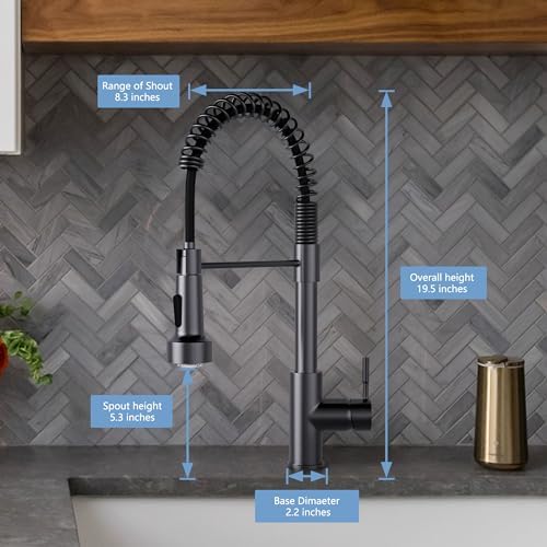GIMILI LED Black Stainless Kitchen Faucet with Pull-Down Sprayer