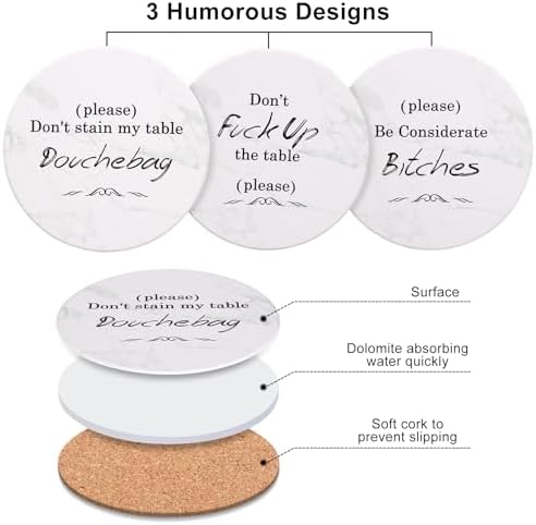 White Elephant Gifts for Adults Funny Christmas Coasters Set with