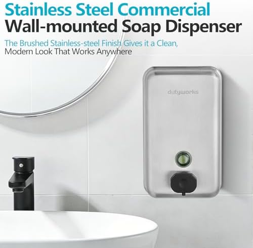 Commercial Soap Dispenser Wall Mount, 1100 mL, Silver
