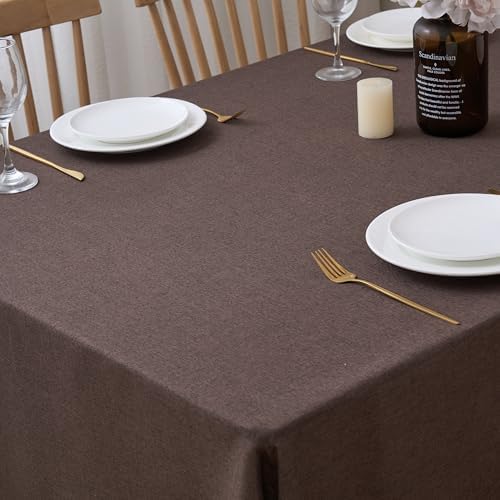 NLMUVW Brown Linen Tablecloth, Chocolate Table Cloth Rectangular