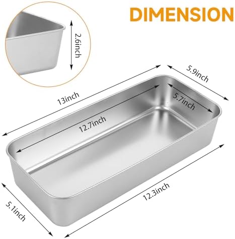 AKOLAFE 4 Pack Stainless Steel Loaf Pan Large 12.5”x5.5” Banana Bread