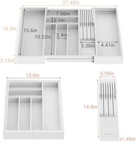 TIOPGHAD Expandable Bamboo Silverware Drawer Organizer Kitchen Tray