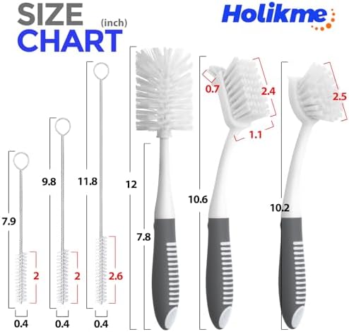 Holikme 6 Pack Dish Brush Set, Gray