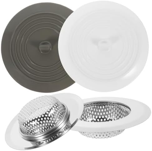 2 Sets Silicone Sink Strainers and Tub Stoppers for Drain Clogs