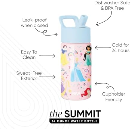 Simple Modern Disney Princess Kids Water Bottle & Toddler Cup | 14oz