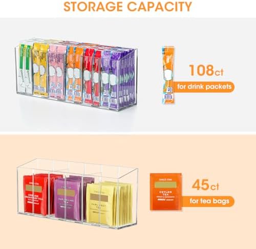 AIEVE Drink Packet Organizer, Water Drink Packet Holder with Removable