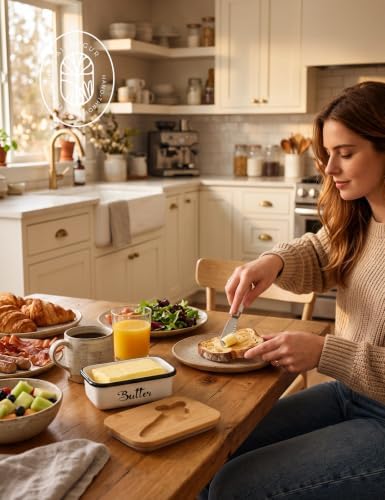 AISBUGUR Metal Butter Dish with Lid & Silicone Seal for Countertop