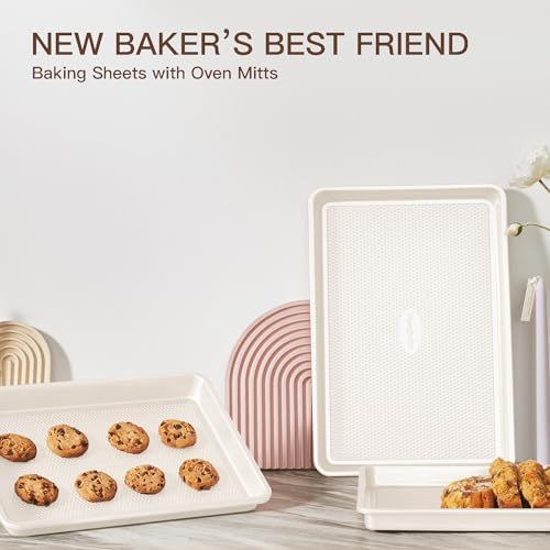 HONGBAKE 3 Pack Nonstick Ceramic Baking Sheet Pan Set for Oven
