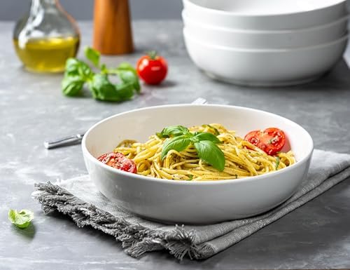 KooK Pasta Bowls, For Soups & Salads, Set of 4, 40 oz, White