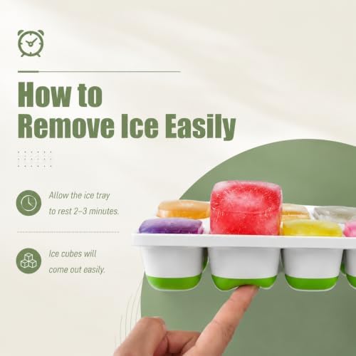 3-Pack Ice Cube Trays with Lids - 42-Cube Durable Silicone & Plastic
