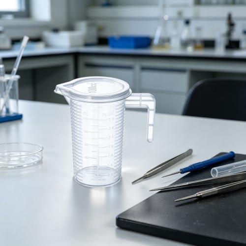 100ml Plastic Graduated Beaker, 2 Pack Oil Measuring Container Liquid