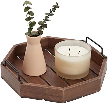 Farmlyn Creek Octagonal Wood Serving Tray - Centerpiece Tray with