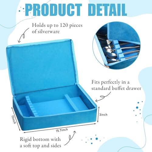 Teenyyou Zippered Flatware Storage Drawer Liner Silverware Storage Bag