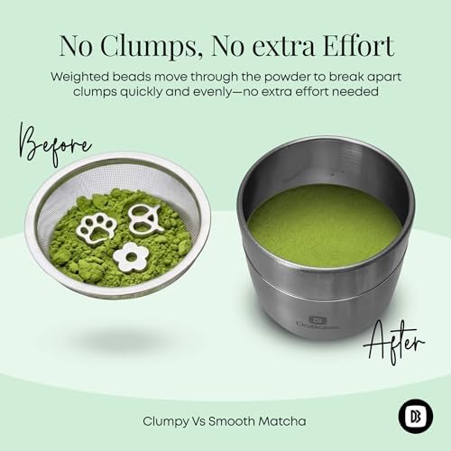 Matcha Sifting with 3 Stainless Steel Agitation Beads, Food-Grade