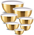 Gold Mixing Bowls with Airtight Lids, Stainless Steel Nesting Mixing