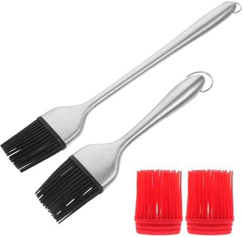 4pcs Silicone Pastry Basting Brush Set with Stainless Steel Hollow