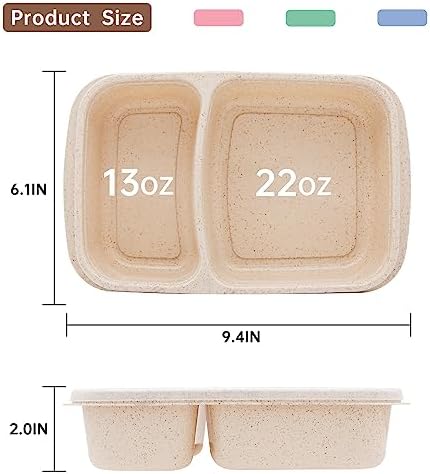 4 Pack 2-Compartment Divided bento Box FOR Kids/Toddle/Adults