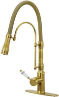Brass Pull-Down Kitchen Faucet, Brushed Gold
