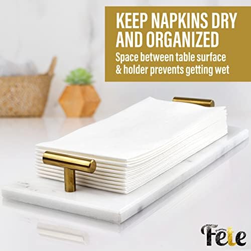 Guest Towel Holder Tray for Bathroom - White Marble-Tray - Napkin