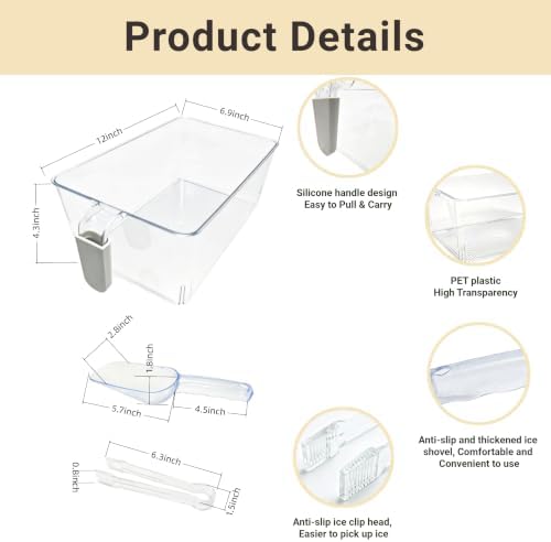2 Set Freezer Ice Bins with Scoop and Tongs
