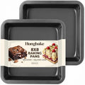 HONGBAKE 8x8 Cake Baking Pan Set, Nonstick Square Brownie Pans with