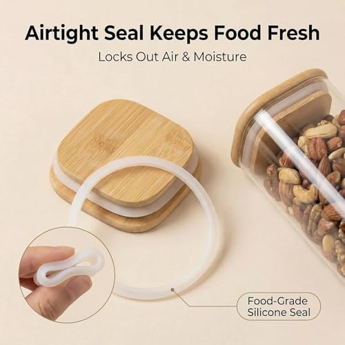 Airtight Glass Storage Containers with Lids Set of 6, 25 /37 /50oz