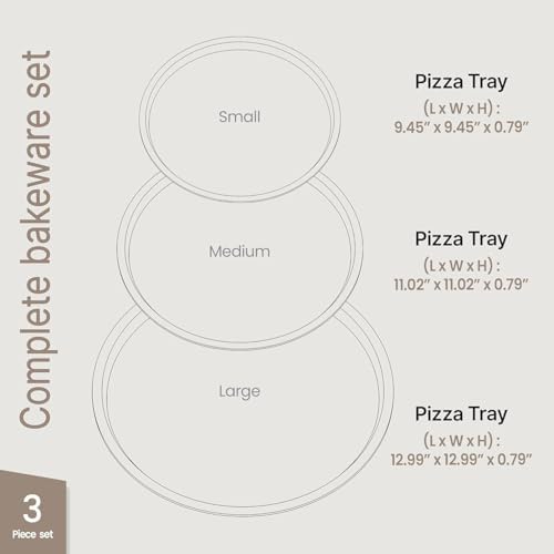 Bakken- Swiss Pizza Tray Set 3-Piece – Gray Coating, Non-Stick, Round