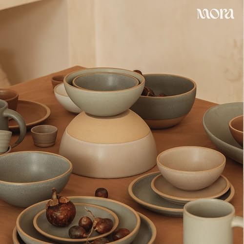 MORA Mega and Giant Bowls Set of 2, 5.5 and 3.5 Qt Ceramic Pottery