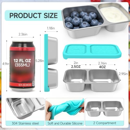SOPHICO 2 compartment Reusable Kid Lunch Snack Containers with
