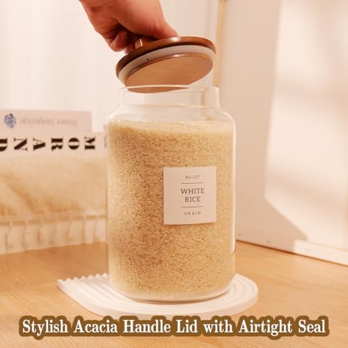 2 Pack Large Glass Flour and Sugar Containers with 132 Pantry Labels