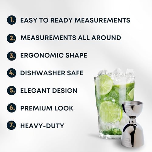 BARIANTTE Silver Bell Double Jigger - Premium Cocktail Measure, 2 oz &