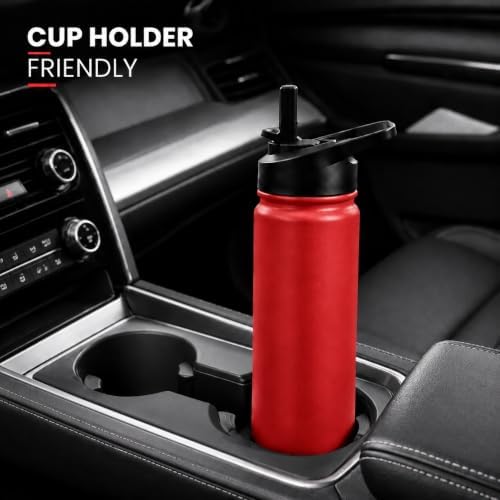 mininoo 24 oz Insulated Water Bottle with Straw Lid, Stainless Steel