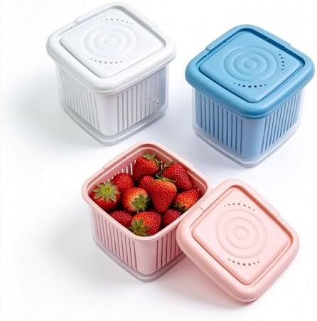 Fruit Storage Containers for Fridge, 3 pcs, Small Clear