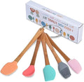 5 Piece Silicone Spatula,Mini Rubber Spatula Wooden Handle,Heat
